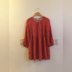 Long Sleeve Flower Mini Dress